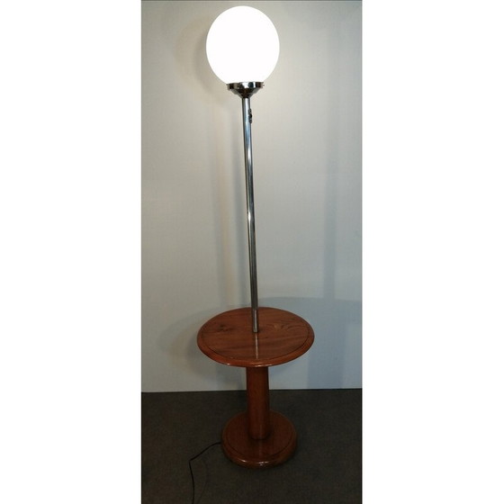 Image 1 of Vintage opaline en chromen globe vloerlamp, 1950-1960