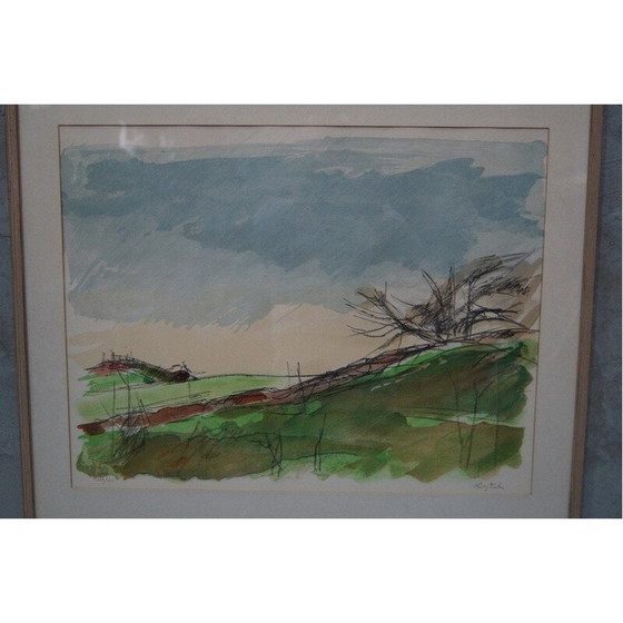 Image 1 of Scandinavische vintage litho gesigneerd door Hugo Zuhr, Zweden 1960
