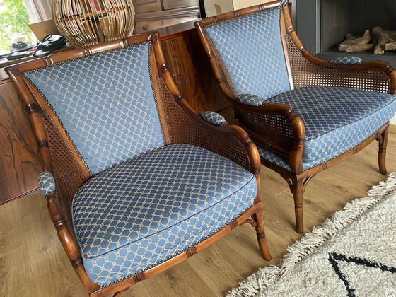 Image 1 of 2x Vintage Faux Bamboo Fauteuils