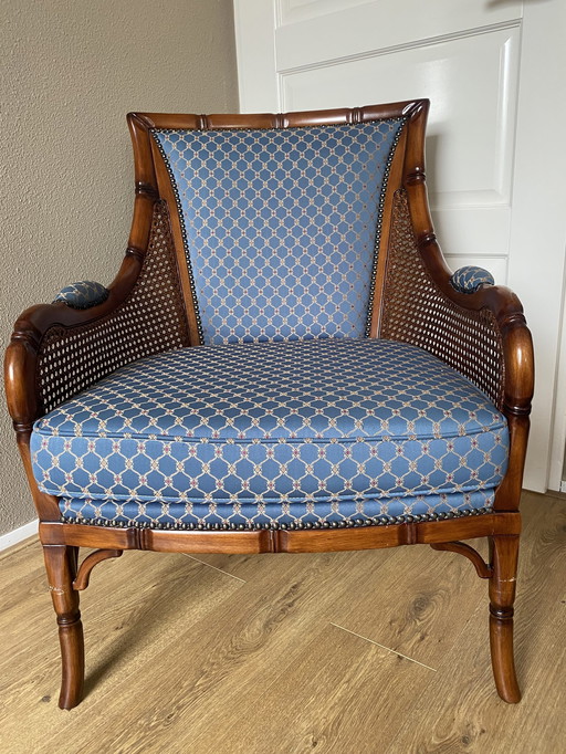 2x Vintage Faux Bamboo Fauteuils