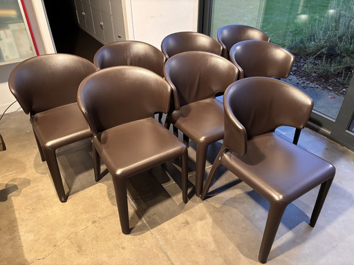 8x Leren Cassina Hola 367 Stoelen