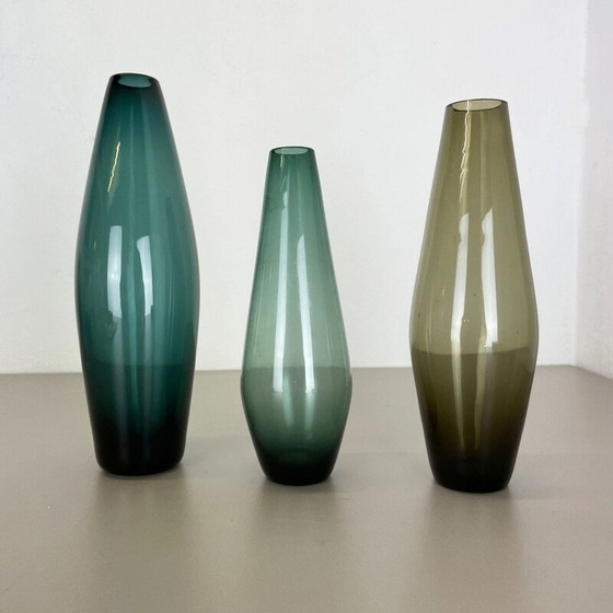 Image 1 of Set van 3 vintage turmalijne vazen door Wilhelm Wagenfeld voor Wmf, Duitsland 1960