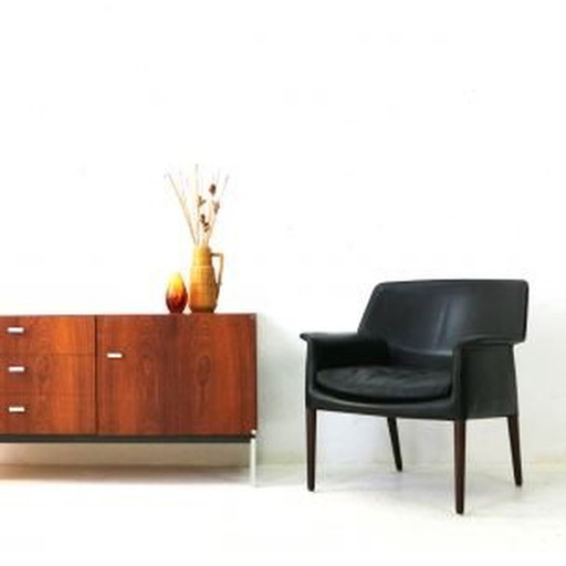 Vintage leren en palissander fauteuil van Larsen en A.B Madsen, 1960