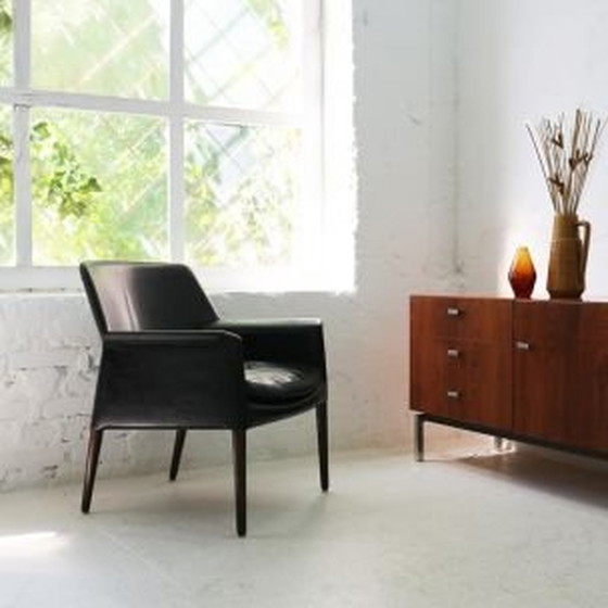 Image 1 of Vintage leren en palissander fauteuil van Larsen en A.B Madsen, 1960