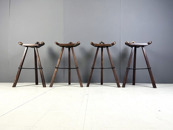 Image 1 of Mid Century Brutalistische barkrukken - set van 4, 1960S