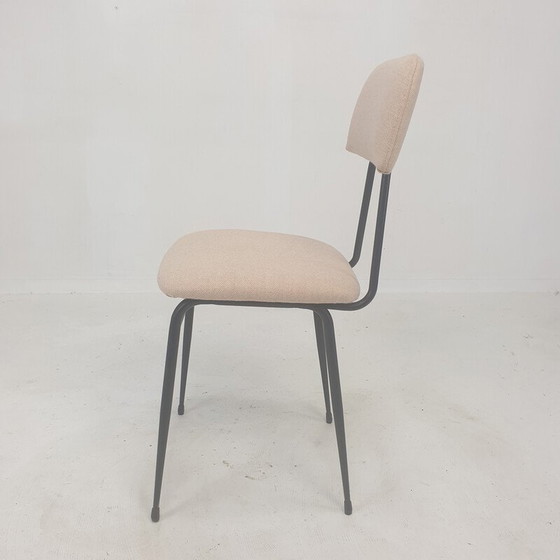 Image 1 of Set van 4 Italiaanse vintage zwart gelakte stalen eetkamerstoelen, jaren 1960