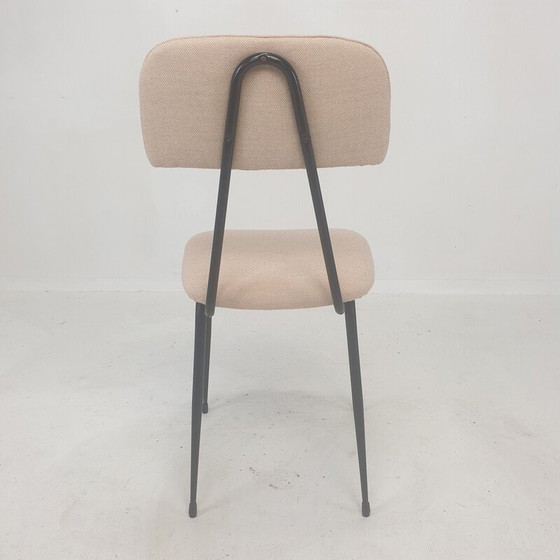Image 1 of Set van 4 Italiaanse vintage zwart gelakte stalen eetkamerstoelen, jaren 1960