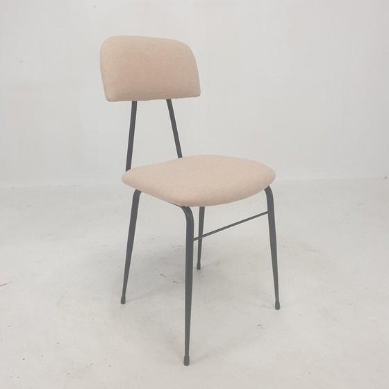 Image 1 of Set van 4 Italiaanse vintage zwart gelakte stalen eetkamerstoelen, jaren 1960