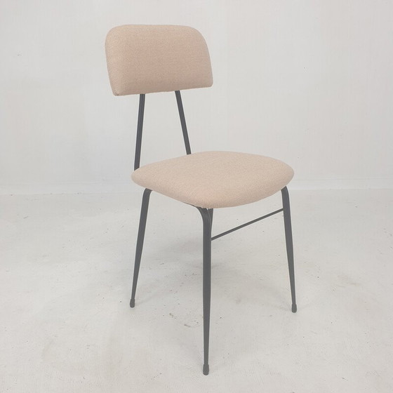 Image 1 of Set van 4 Italiaanse vintage zwart gelakte stalen eetkamerstoelen, jaren 1960