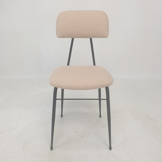 Image 1 of Set van 4 Italiaanse vintage zwart gelakte stalen eetkamerstoelen, jaren 1960