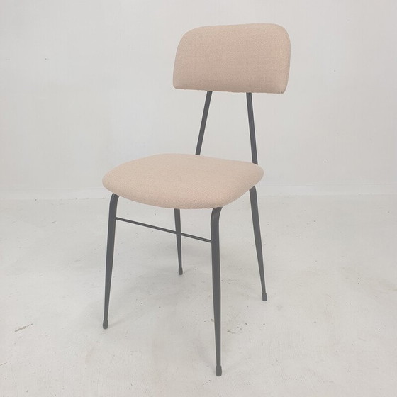 Image 1 of Set van 4 Italiaanse vintage zwart gelakte stalen eetkamerstoelen, jaren 1960