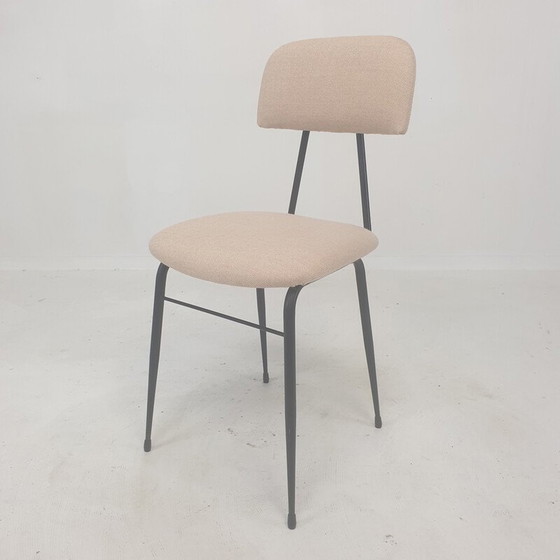 Image 1 of Set van 4 Italiaanse vintage zwart gelakte stalen eetkamerstoelen, jaren 1960