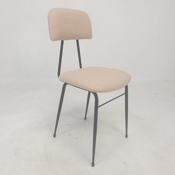 Image 1 of Set van 4 Italiaanse vintage zwart gelakte stalen eetkamerstoelen, jaren 1960