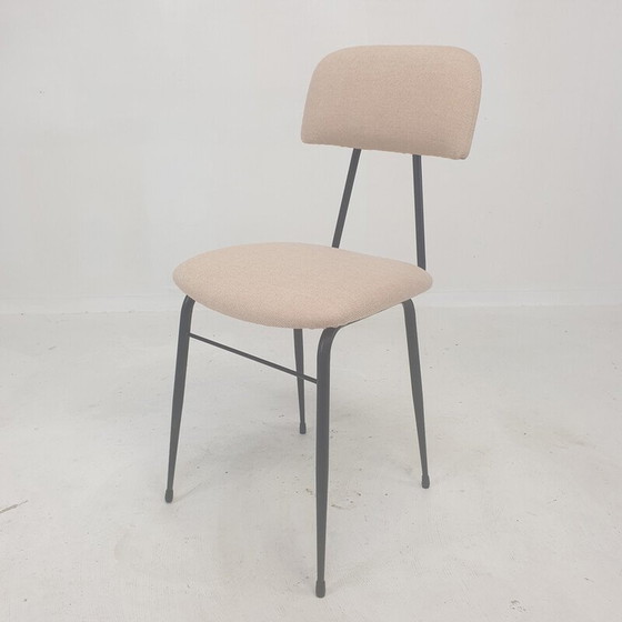 Image 1 of Set van 4 Italiaanse vintage zwart gelakte stalen eetkamerstoelen, jaren 1960