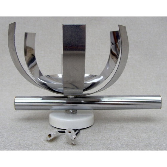 Image 1 of Paar vintage "fleur de lumière" wandlampen in verchroomd aluminium van Jocelyne Trocmé, 1970