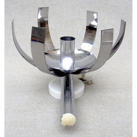Image 1 of Paar vintage "fleur de lumière" wandlampen in verchroomd aluminium van Jocelyne Trocmé, 1970