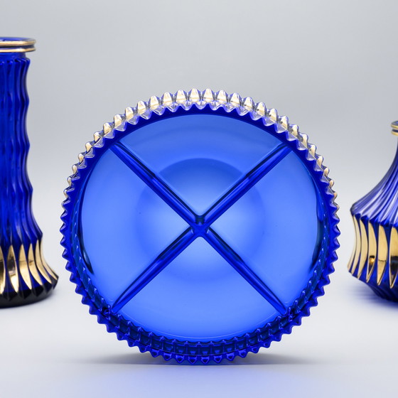Image 1 of Walther Glas Trio: Schaal & 2× bijpassende vazen