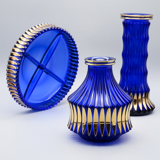 Image 1 of Walther Glas Trio: Schaal & 2× bijpassende vazen
