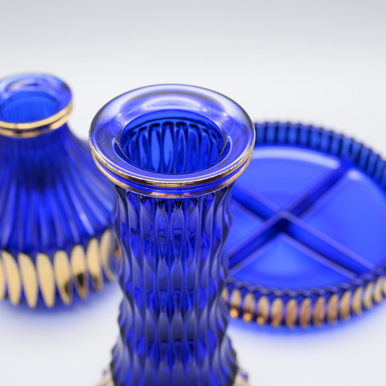 Image 1 of Walther Glas Trio: Schaal & 2× bijpassende vazen
