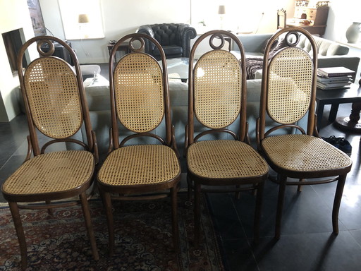 4x Thonet Long John stoelen