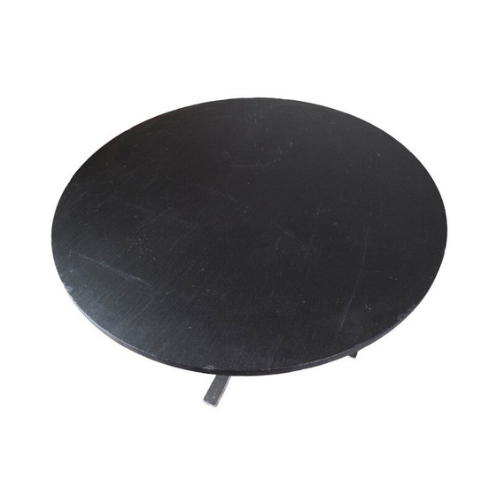 Image 1 of Vintage ronde salontafel met zwart leistenen blad van Sigurd Ressell Falcon