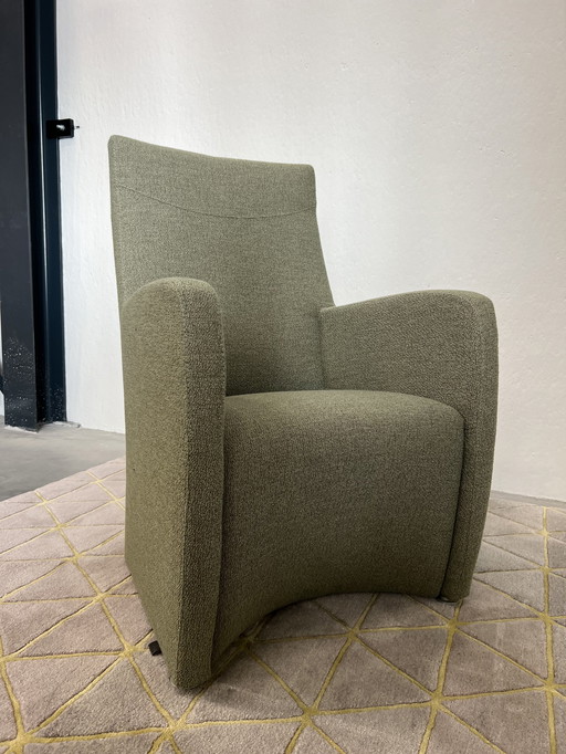 Leolux Lapita Fauteuil Groen stof Design stoel 