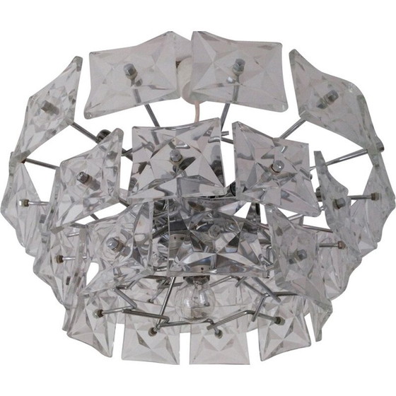 Image 1 of Vintage grote kroonluchter in glas - jaren 1970