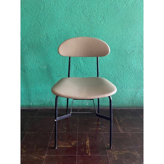 Image 1 of Vintage leren en metalen stoelen, Italië