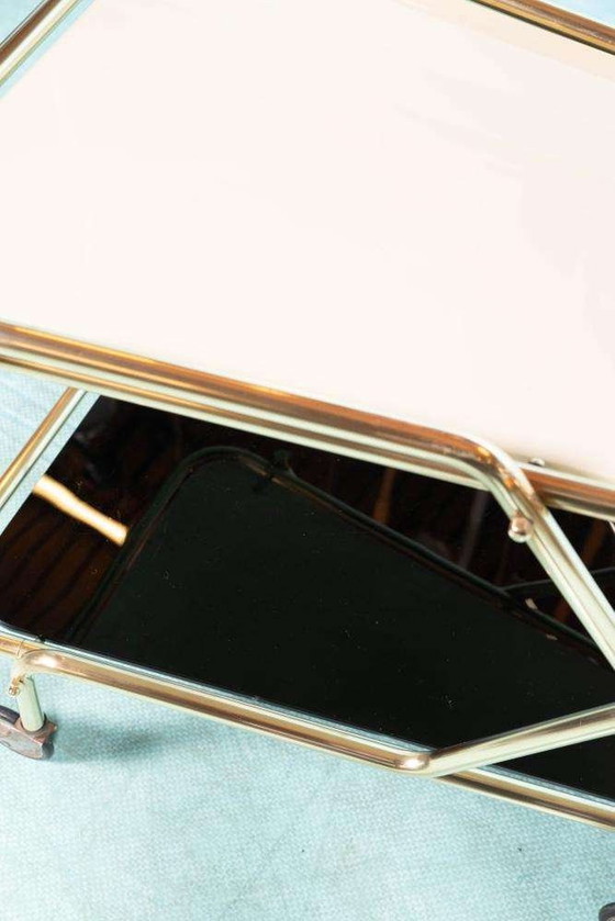 Image 1 of Vintage messing 60s serveerwagen, Midcentury brass bar cart