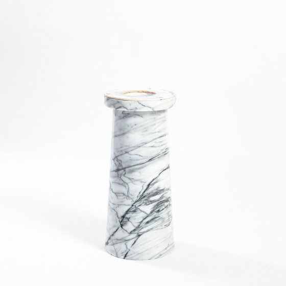 Image 1 of Wit Marmer Tafel Rond, Angelo Mangiarotti, Italië 1979