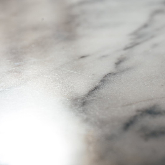 Image 1 of Wit Marmer Tafel Rond, Angelo Mangiarotti, Italië 1979