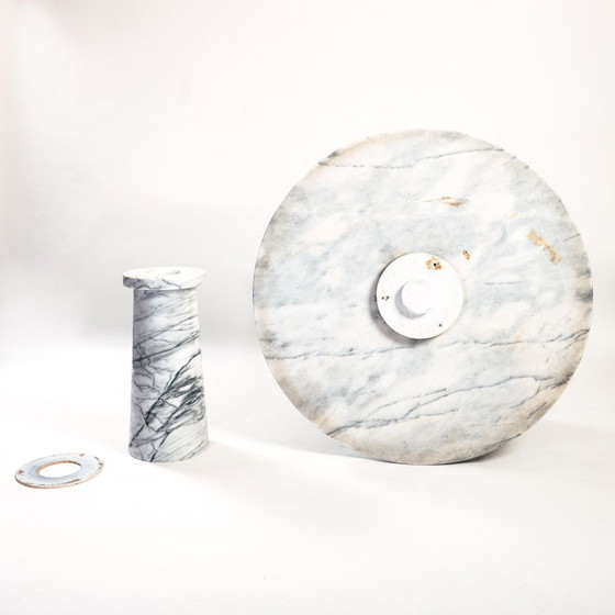 Image 1 of Wit Marmer Tafel Rond, Angelo Mangiarotti, Italië 1979