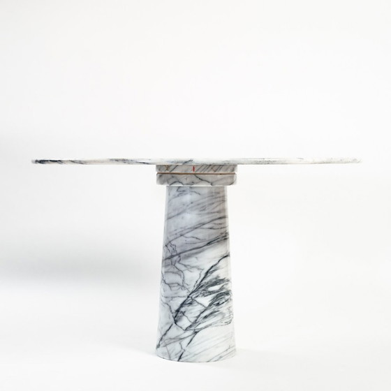 Image 1 of Wit Marmer Tafel Rond, Angelo Mangiarotti, Italië 1979