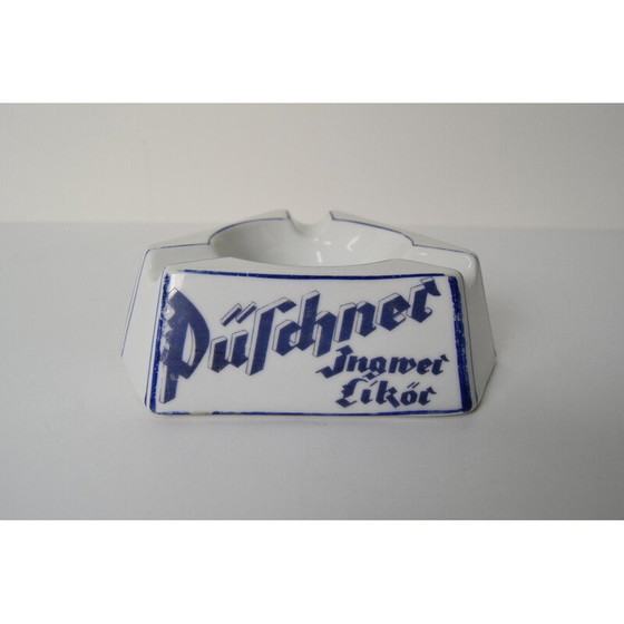 Image 1 of Art Deco vintage porseleinen reclame asbak van Püschner Bitter, jaren 1920