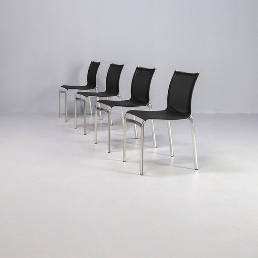 Set van 4 vintage aluminium en Netwave stoelen van Alberto Meda, Italië 1991