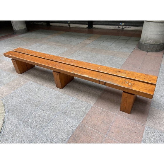 Image 1 of Vintage bank in massief grenen, geselecteerd door Charlotte Perriand, 1947