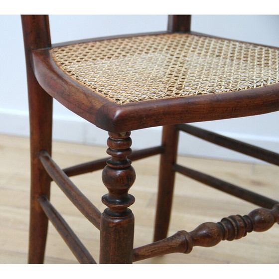 Image 1 of Vintage kersenhouten stoel met rieten zitting