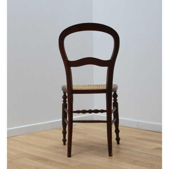 Image 1 of Vintage kersenhouten stoel met rieten zitting