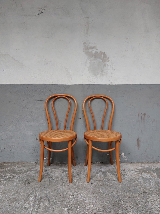 Image 1 of 2 x bentwood Webbing  dining chairs