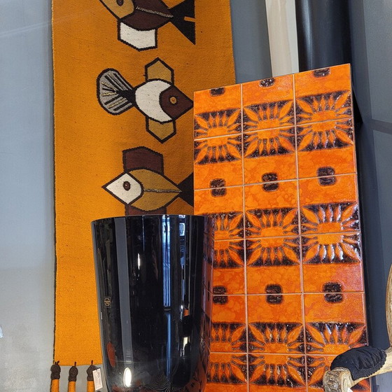 Image 1 of Vintage handgeborduurd schapenwollen tapijt van Olga Fisch, 1980