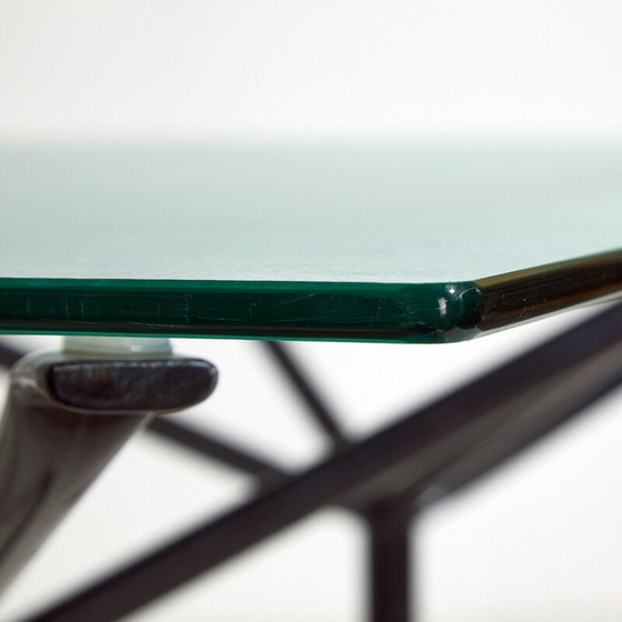 Image 1 of Vintage Italiaanse eettafel in metaal en glas van Laura De Lorenzi en Stefano Stefani voor Pallucco, jaren 1980