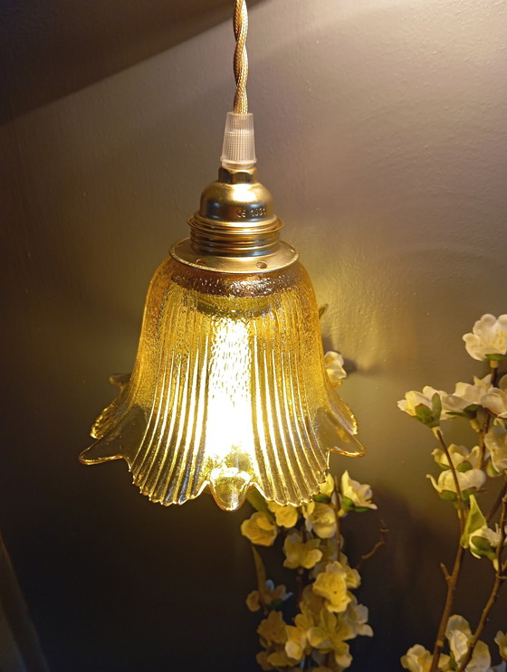 Image 1 of Duo Amber Glas Retro Chic Staande Lampen