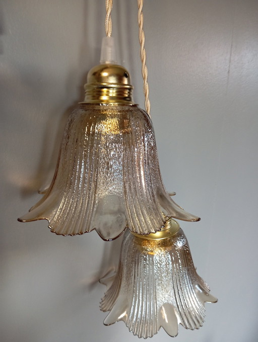 Duo Amber Glas Retro Chic Staande Lampen