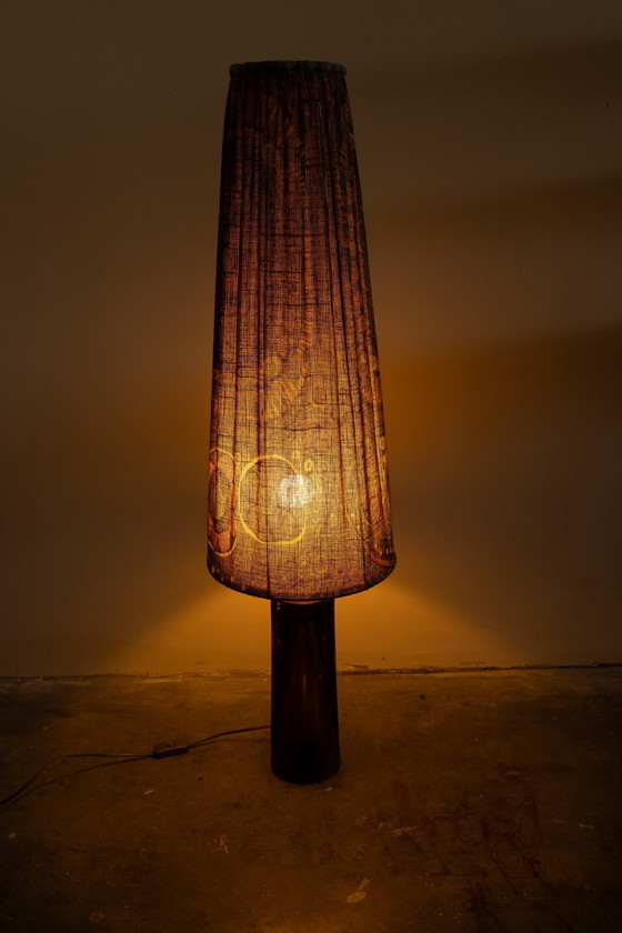 Image 1 of Xl Seventies Lampenkap + Bruine Vloerlamp