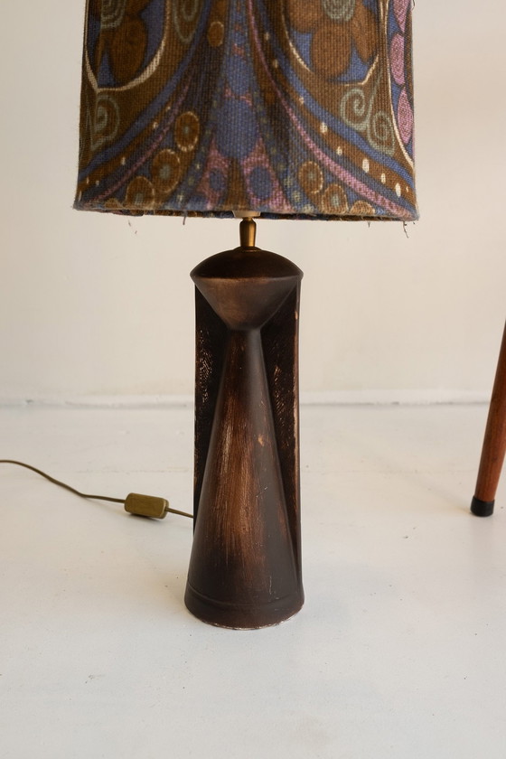 Image 1 of Xl Seventies Lampenkap + Bruine Vloerlamp