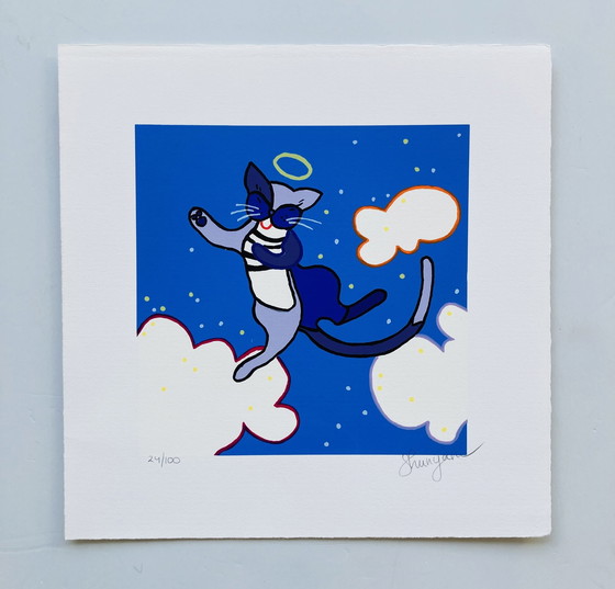 Image 1 of Shunyam - Zeefdruk Dansende Kat