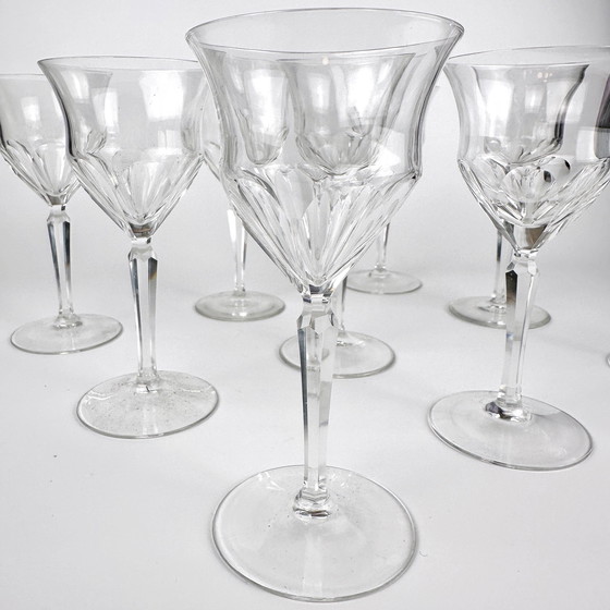 Image 1 of 9x Vintage Kristallen Glas Wijn Champagne Mid Century 60s