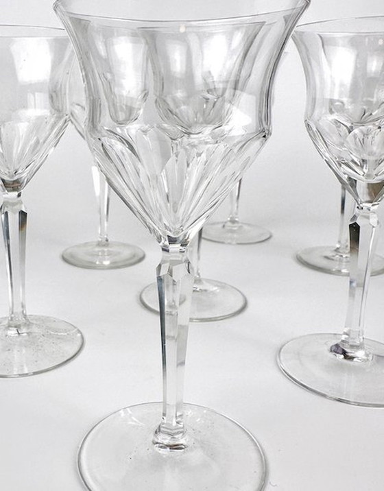 Image 1 of 9x Vintage Kristallen Glas Wijn Champagne Mid Century 60s