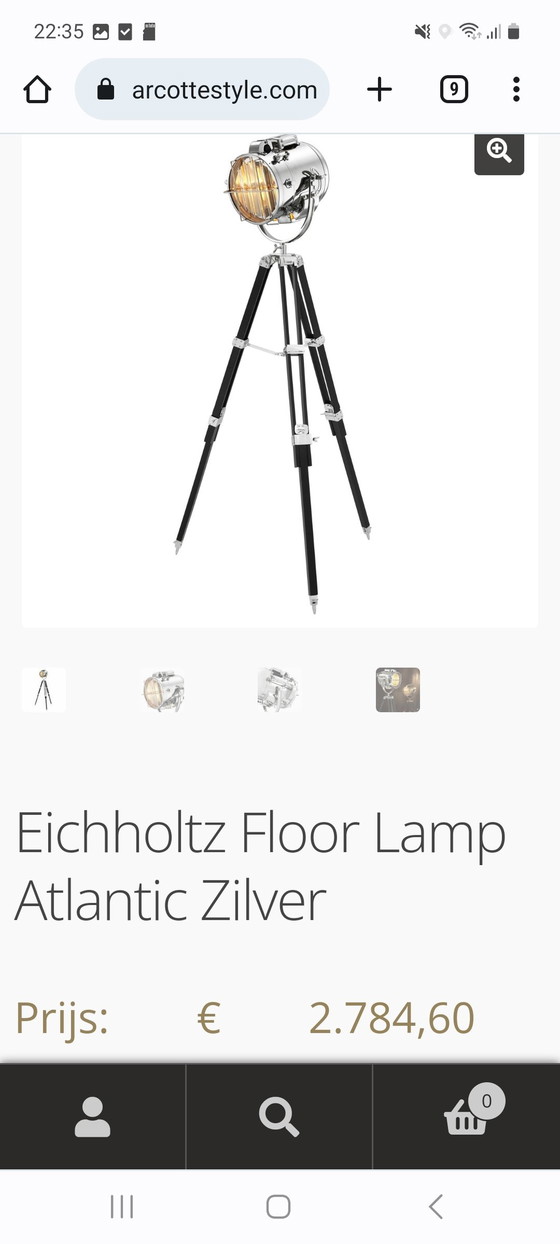 Image 1 of Eichholtz Atlantic Industriële Driepoot Theaterlamp