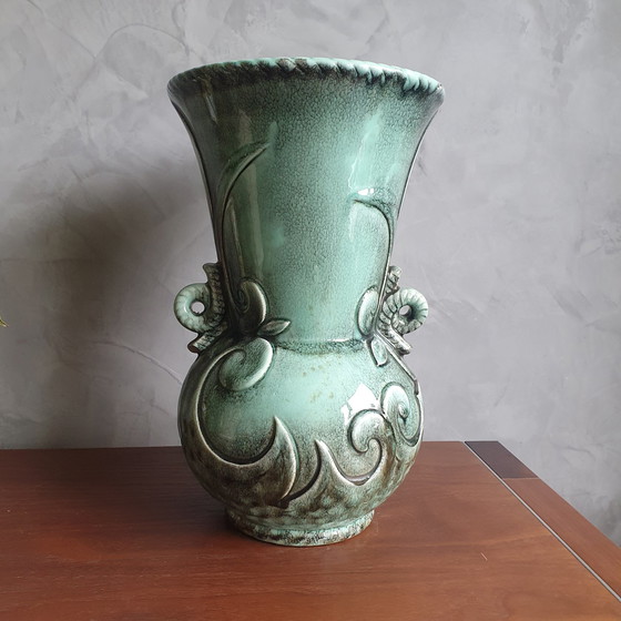 Image 1 of Vintage Mintgroene Jasba Germany Vaas Uit De Jaren 60